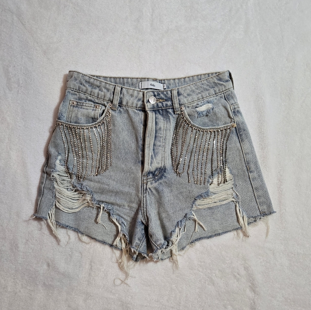 Adika Rhinestone Jeans Shorts Size Small